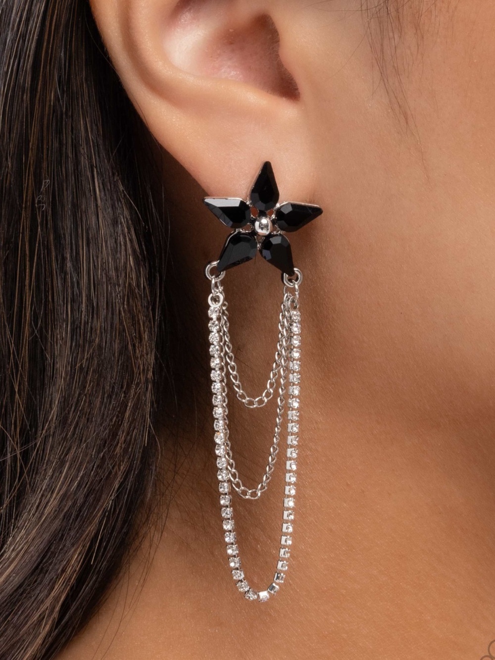 NWT One In A Million Black Star Post Earrings(Last One)